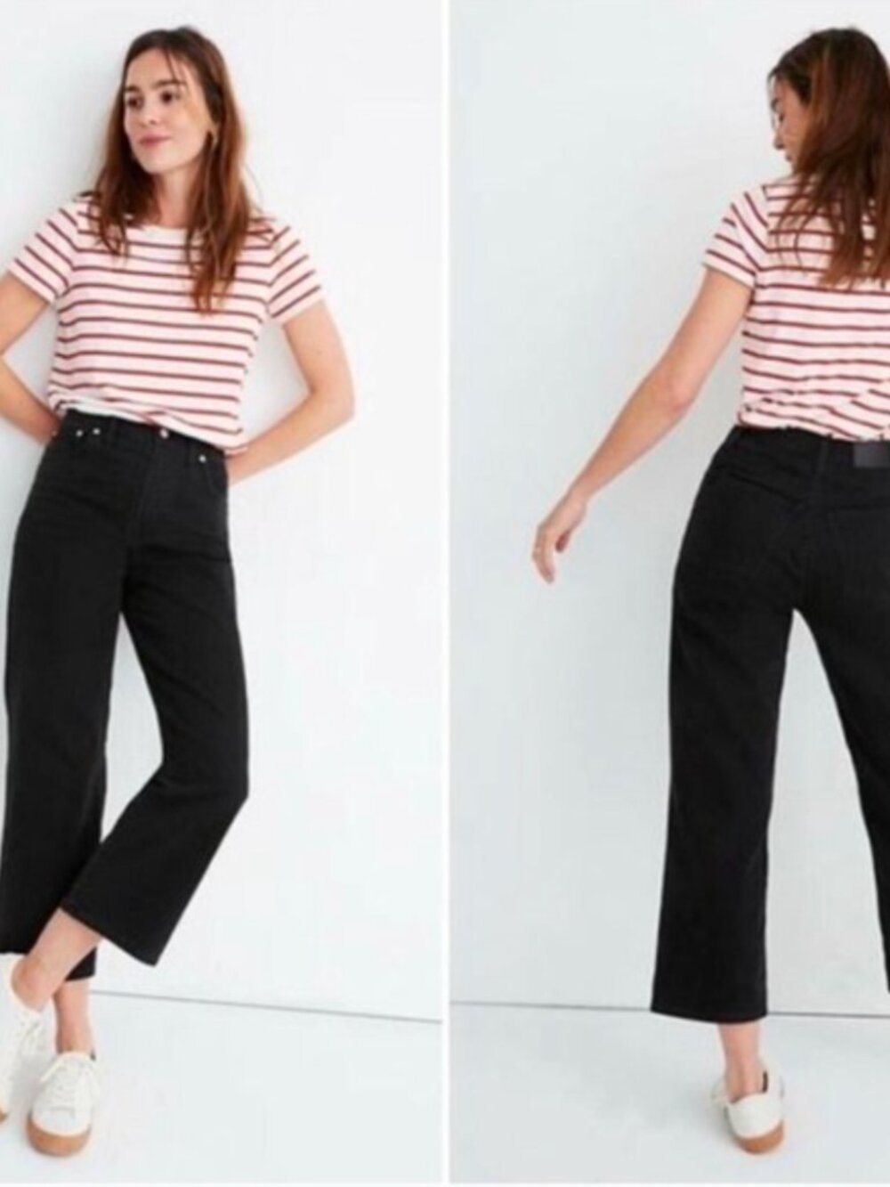 Madewell Black Slim Wide-Leg Crop Jeans